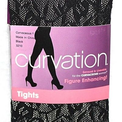 Curvation Women's Floral Net Patterned Black, Style 3210 Tights - Pick Your Size