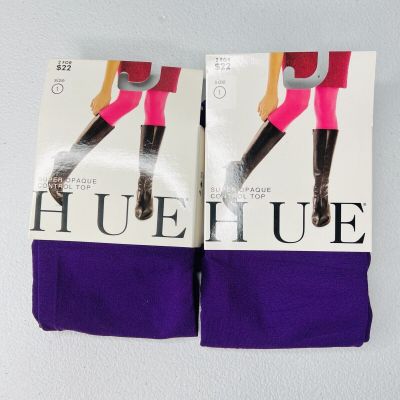 HUE Concord Super Opaque Tights w/Control Top Womens Size 1 New 2 Pair Pack