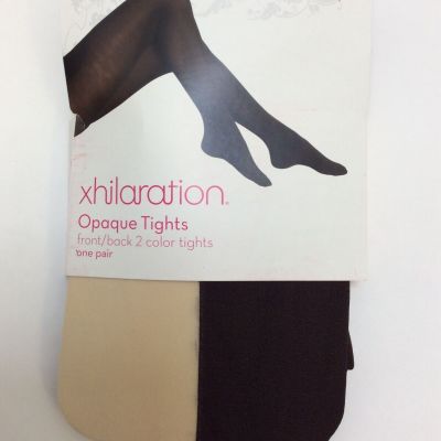 NWT M/T Xhilaration Opaque Tights Front/Back 2 Color Tan/Brown Tights FREE SHIP