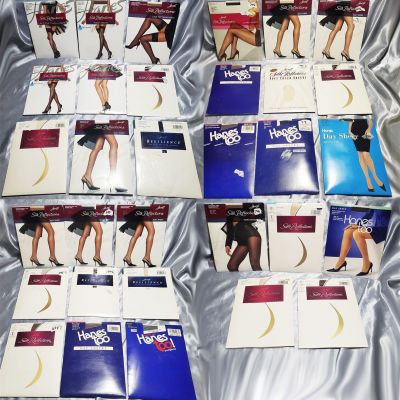 NEW HUGE HANES PANTYHOSE THIGH HIGH HOSIERY SILK REFLECTIONS 32 PAIR LOT SIZE AB