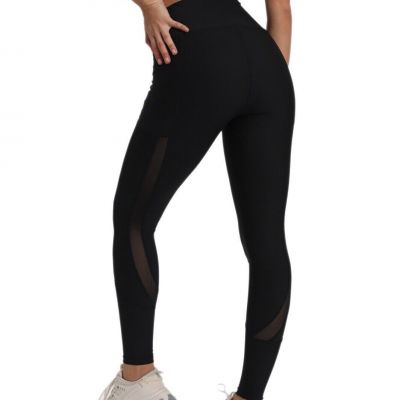 Women's Mesh Panel Workout Leggings with tummy control High Waist & Pockets