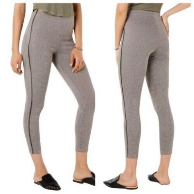 Plus Size XXXL Leggings High-Waist HUE Pants Hounds Tooth Cropped Capri Brown