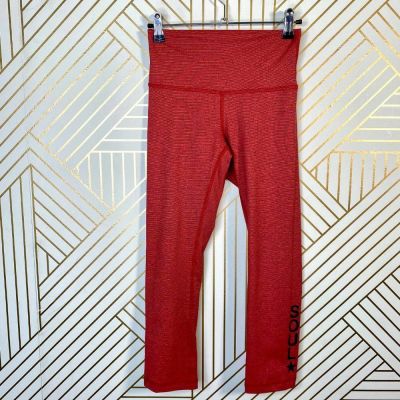 SoulCycle Red Stripe Black Logo Cropped Leggings High Waisted Workout Size S