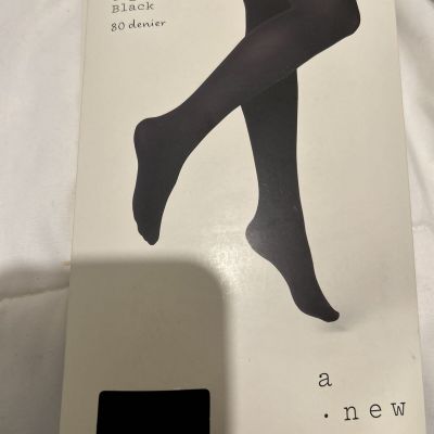 A New Day Womens Tights Small Black Opaque Hose 80 Denier NEW