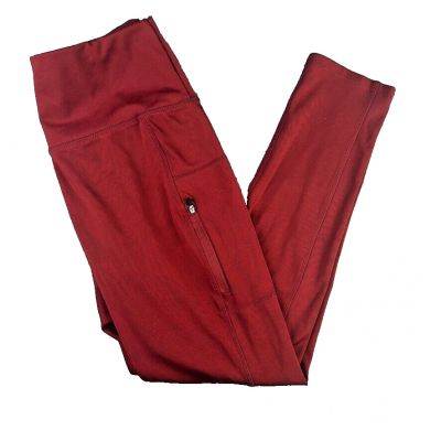 New York Laundry N.Y.L women's red leggings Sz Medium zipper pockets workout gym