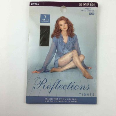 Reflections Womens Coffee Translucent Reinforced Toe Thermal Tights Size 4 Extra