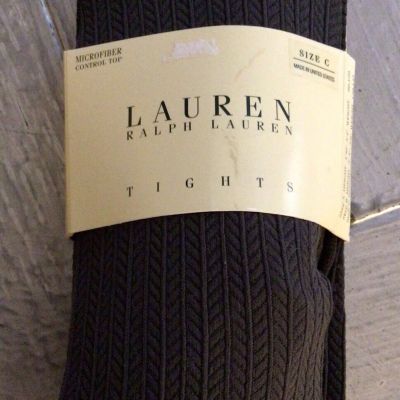 NWT-RALPH LAUREN-Brown-Control Top-Micro Fiber-Tights- Sz C-MSRP $18-MADE IN USA