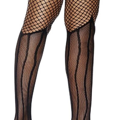 sexy ELEGANT MOMENTS fence NET crochet THICK TOP striped THIGH highs STOCKINGS