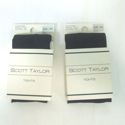 Scott Taylor Women's Tights Black Size S/M 2 Pair Nylon Spandex