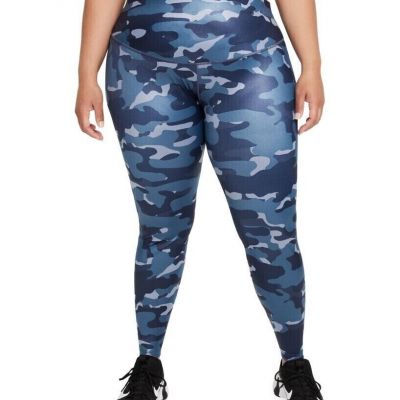 Nike Dri-fit One Plus Size Mid-Rise Blue Camo-Print Leggings NWT