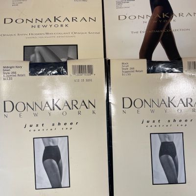 4 PR Donna Karan New York Control Top Pantyhose in Colors Size Small NEW NOS