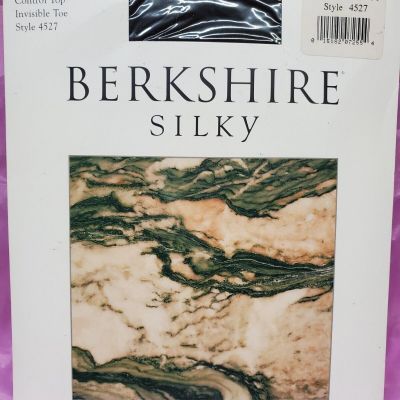 Berkshire Silky Sheer Pantyhose Size 4 Fantasy Black Control Top Sandalfoot Tall