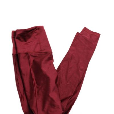 Athleta Womens Textured Lined High Waisted Shiny Leggings Red Size XS