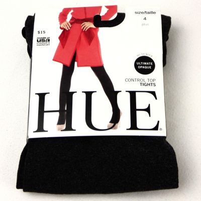 HUE Control Top Tights Ultimate Opaque 90 Denier Size 4 ~ Graphite Heather ~ NWT