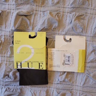 HUE Opaque + Texture Control Top Brown Tights - Size 2