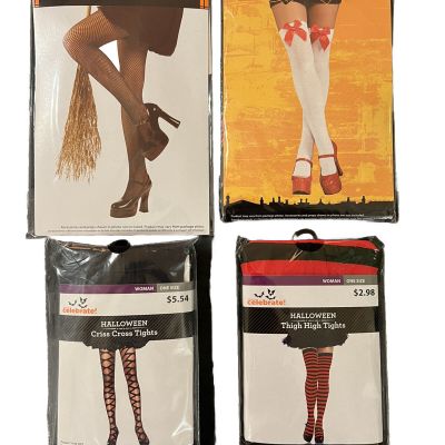 Lot of 4 Pairs Thigh High Novelty Stockings / Tights - Sexy Cosplay or Halloween