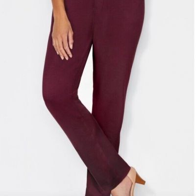 SPANX Women Size 1X Pull On High Rise Stretch Jean Leggings in Maroon-EUC
