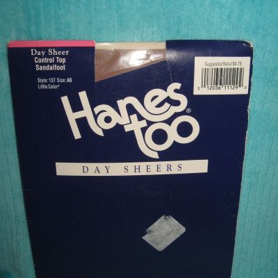 NEW Hanes Too Day Sheers Control Top Sandalfoot Size AB Little Color Pantyhose