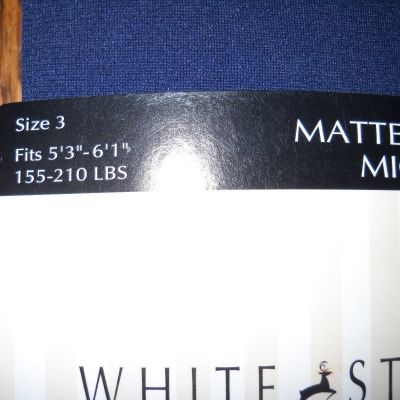 WHITE STAG Matte Opaque Microfiber Tights Size 3 Navy 92perc Nylon 8perc Spandex