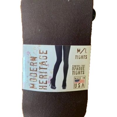 Modern Heritage Control Top Opaque Tights, Size M/L, Color: Brown