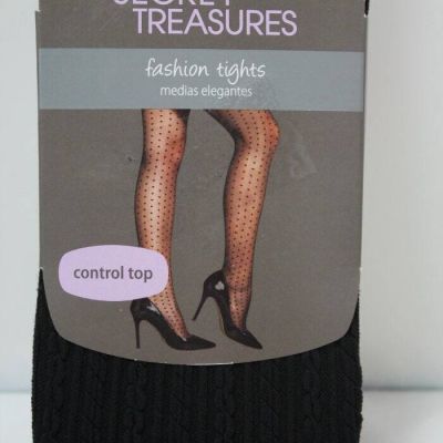 NEW Womens Secret Treasures Control Top Fashion Tights Size 1 Black Cable Knit