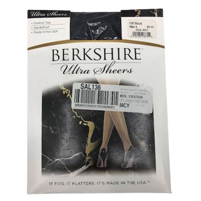 Berkshire Ultra Sheer Control Top Pantyhose 1 Sheer Leg Off Black Sandalfoot
