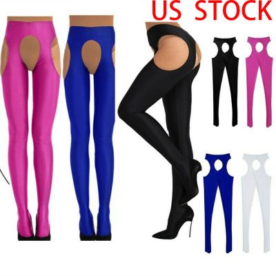 US Women Skinny Tights Pantyhose Crotch-less Bodystockings High Waist Long Pants