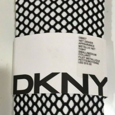 DKNY Tights Small Medium Style 0B607 Metallic Net Black