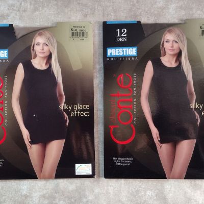 Elegant Conte 12 DEN Prestige Pantyhose - Beige & Mocca - 5/XL - Sexy! Gorgeous!