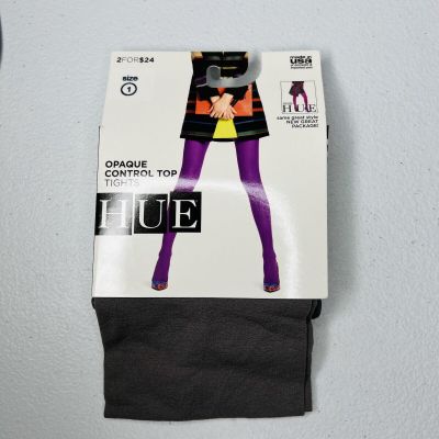 Hue Opaque Control Top Tights Size 1 Seal Gray 1 Pair Pack New