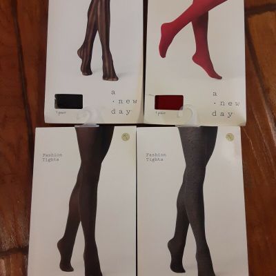 Women's Shimmer Fashion Tights - A New Day - M/L - 4 pairs assorted