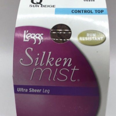 Womens Sun Beige Mist L'eggs Silken Mist Control Top Ultra Sheer Pantyhose sizeQ