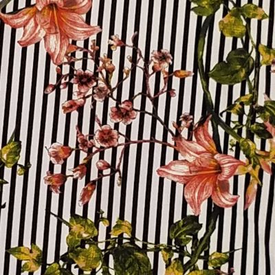 TC LuLaRoe Tall & Curvy Leggings Beautiful Flowers Black White Stripes NWT S16