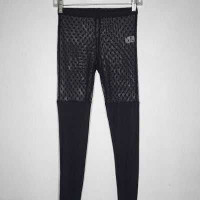 FOR LOVE & LEMONS Dot Lace Tights Women's Size Small Sheer Contrast Fabric Black
