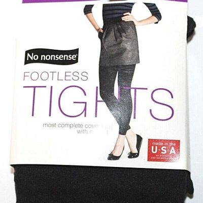 No nonsense Women's Black Super Opaque Footless Tights - Pick Your Size (M/L/XL)