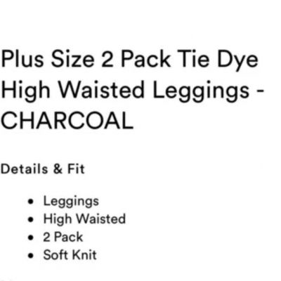2 Pieces Leggings Women’s Plus Size Pink & Charcoal High Waisted 2X MRSP $40