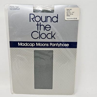 Round the Clock Vintage Pantyhose Madcap Moons WILLOW Gray Size B New Old Stock