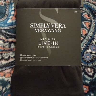 Simply Vera Wang Black Mid-Rise Live-In Capri Legging Sz 2X NWT