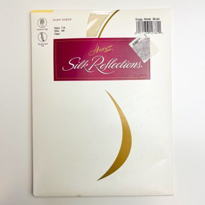 Vintage Hanes Silk Reflections Pantyhose - Size AB - 718 Control Top - Pearl