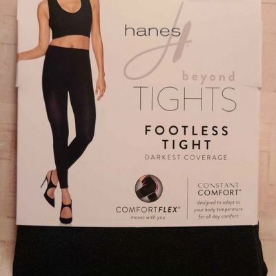 HANES black footless tights beyond tights L New in package