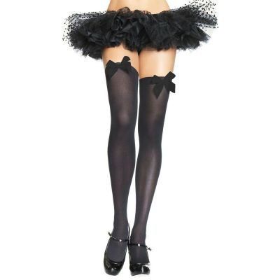 Thigh High Stockings with Satin Bows Adult Womens Sexy Hosiery