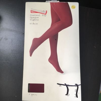 A New Day Women's Opaque Tights Dark Red  One Pair 50 Denier Small Medium