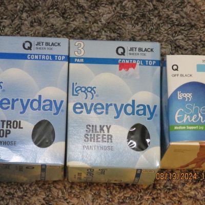 7 Pairs L’eggs Control Top Pantyhose - Size Q - Queen - all New