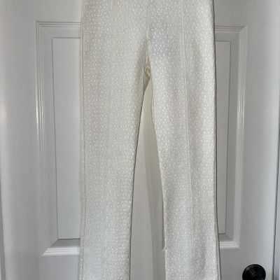 David Lerner Small Seamed Cropped Legging Ivory Pattern NEW WITH DEFECTS