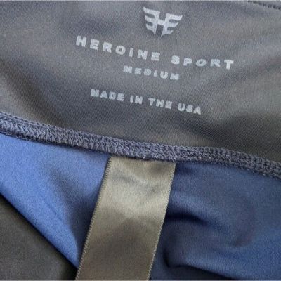 Heroine Sport Metallic Cheetah Print Leggings M Navy Blue Athletic Workout