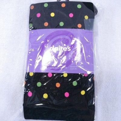 Black Footless Tights With Neon Polka Dots Size M/L Young Women