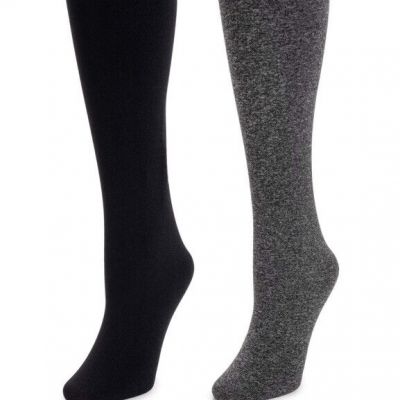 Muk Luks Women’s Fleece Lined Tights Black and Heather Grey Size L/XL NWT