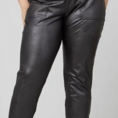 NWT NEW SPANX Faux Leather Like PVC Pull-on Black Joggers-20283R-Plus Size 3X