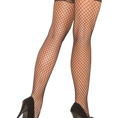 Opaque and Fishnet Thigh Highs Womens One Size OS 2-Pack Black Stay Up Stockings