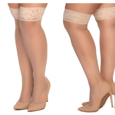 Mapale 1101X Mesh Thigh Highs Color Nude